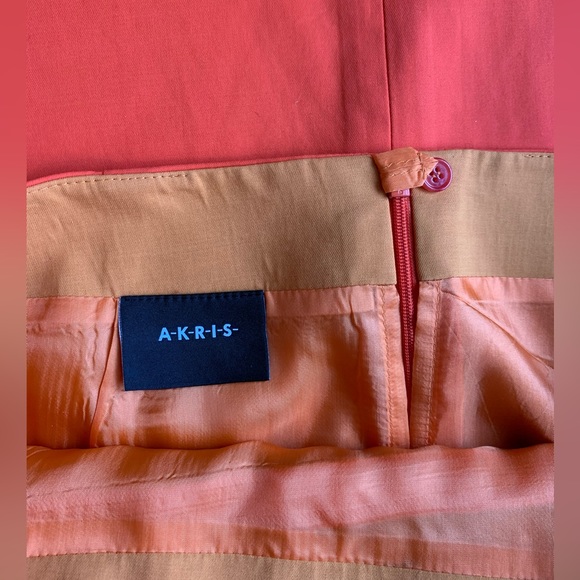 AKRIS Reversible Natalie Jacket Matching Skirt Set Two Toned Orange Cotton - Picture 8 of 16